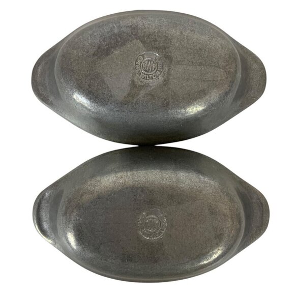 Vintage Wilton Armetale Pewter Set of 2 Oval Serving Dishes Individual Casserole - Picture 4 of 9